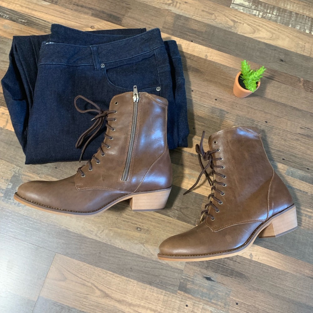 Brown Leather Combat Boots